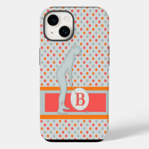 Funda Para iPhone 14 Monograma de Lady Golfer Unique Polka