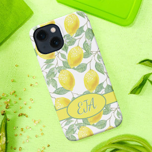 Funda Para iPhone 16 Pro Monograma de lémonas amarillas botánicas lemonadas