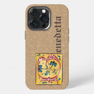 Funda Para iPhone 13 Pro Monograma de letra B iluminada floral medieval