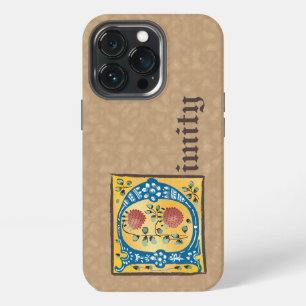 Funda Para iPhone 13 Pro Monograma de letra D iluminada floral medieval