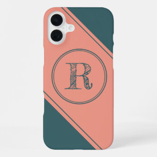 Funda Para iPhone 16 Plus Monograma de letra inicial moderna Formas geométri