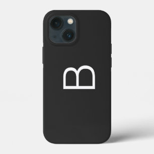 Funda Para iPhone 13 Mini Monograma de letra inicial negra moderno