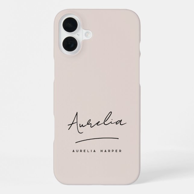 Funda Para iPhone Monograma de letra script Simple Chic Rosa Claro F (Reverso )