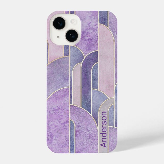 Funda Para iPhone Monograma de línea retro elegante moderna (Reverso )