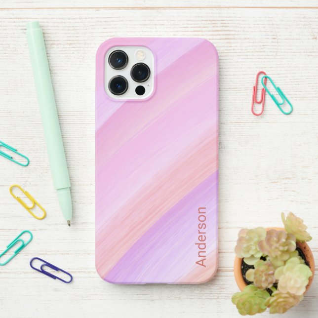 Funda Para iPhone Monograma de línea retro elegante moderna (En el escritorio)