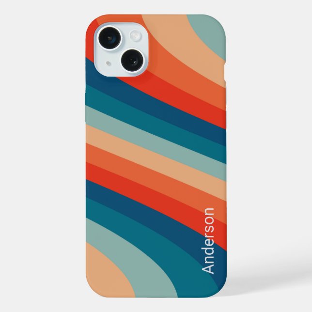 Funda Para iPhone Monograma de línea retro elegante moderna (Reverso )