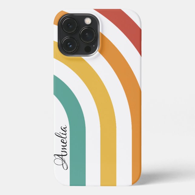 Funda Para iPhone Monograma de línea retro elegante moderna (Reverso )