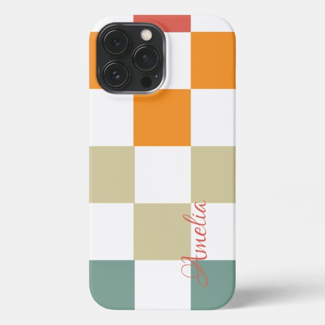 Funda Para iPhone Monograma de línea retro elegante moderna (Reverso )