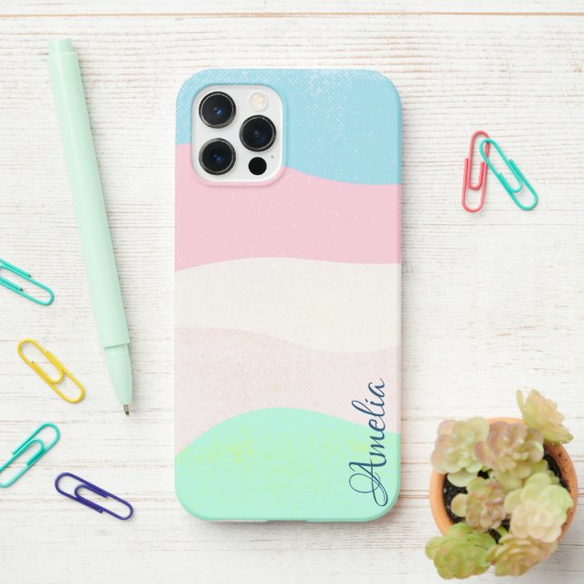 Funda Para iPhone Monograma de línea retro elegante moderna (En el escritorio)