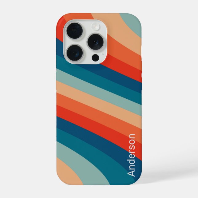 Funda Para iPhone Monograma de línea retro elegante moderna (Reverso )
