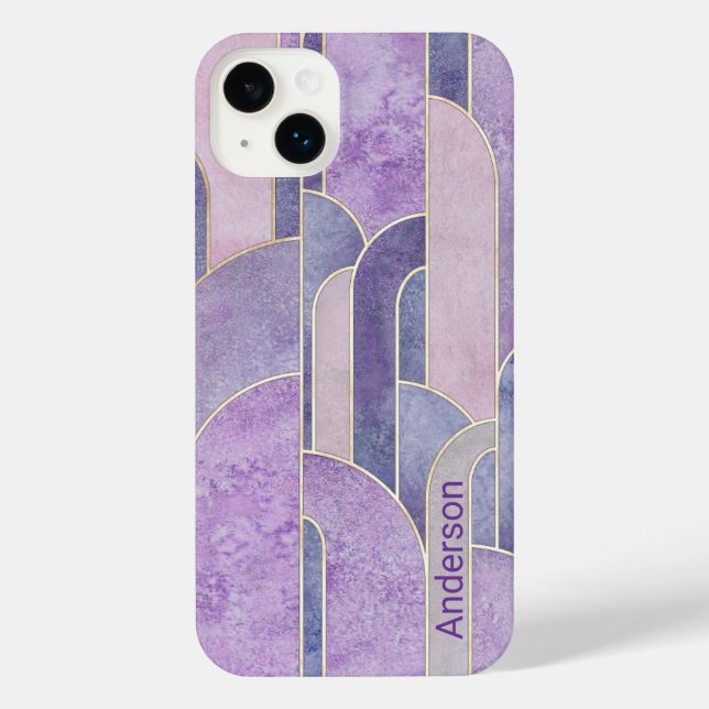 Funda Para iPhone Monograma de línea retro elegante moderna (Reverso )