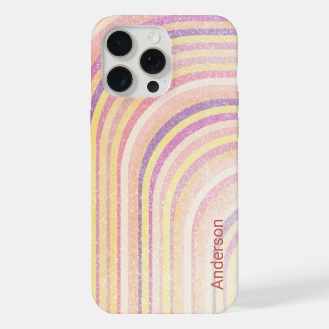 Funda Para iPhone Monograma de línea retro elegante moderna (Reverso )