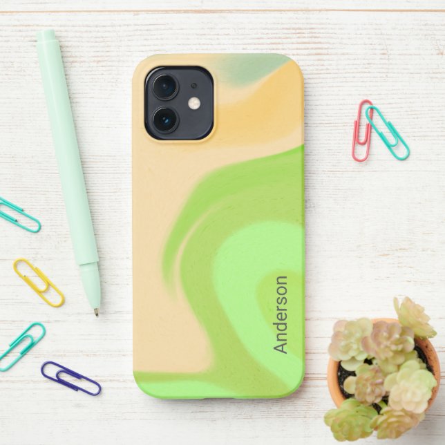 Funda Para iPhone Monograma de línea retro elegante moderna (En el escritorio)