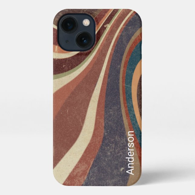Funda Para iPhone Monograma de línea retro elegante moderna (Reverso )