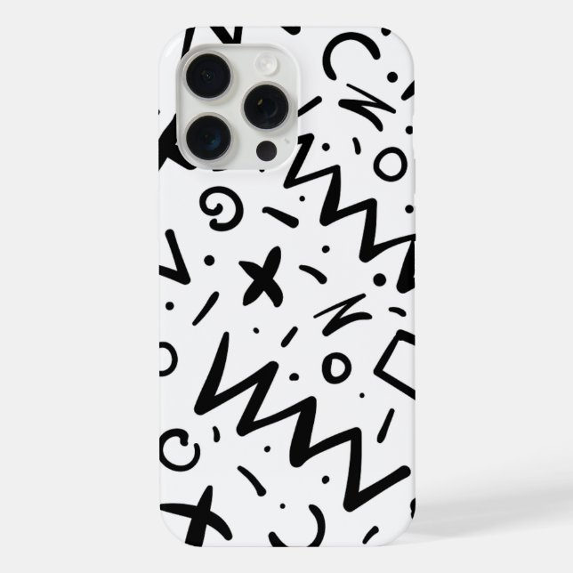 Funda Para iPhone Monograma de línea retro elegante moderna (Reverso )