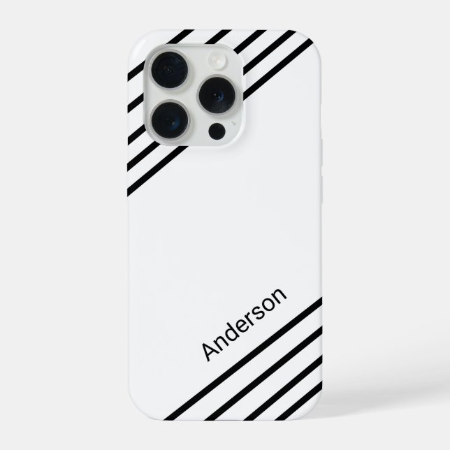 Funda Para iPhone Monograma de línea retro elegante moderna (Reverso )