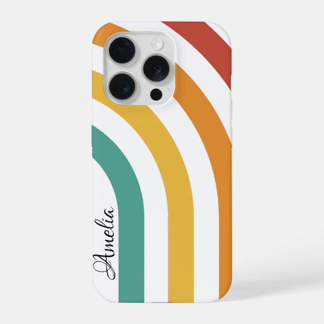 Funda Para iPhone Monograma de línea retro elegante moderna (Reverso )