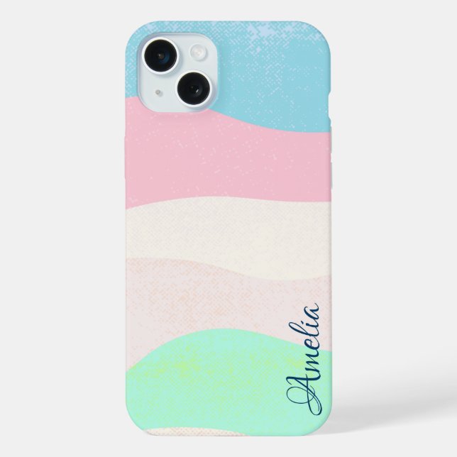 Funda Para iPhone Monograma de línea retro elegante moderna (Reverso )