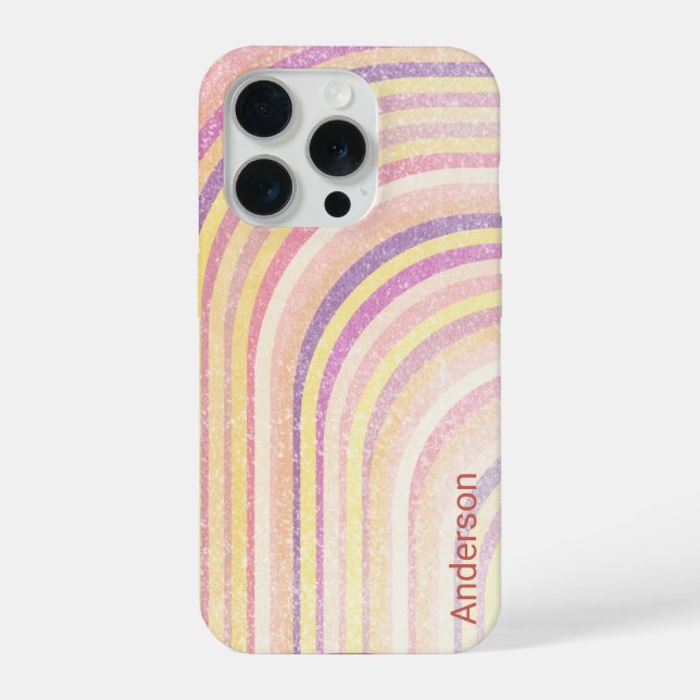 Funda Para iPhone Monograma de línea retro elegante moderna (Reverso )