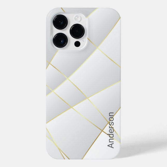 Funda Para iPhone Monograma de línea retro elegante moderna (Reverso)
