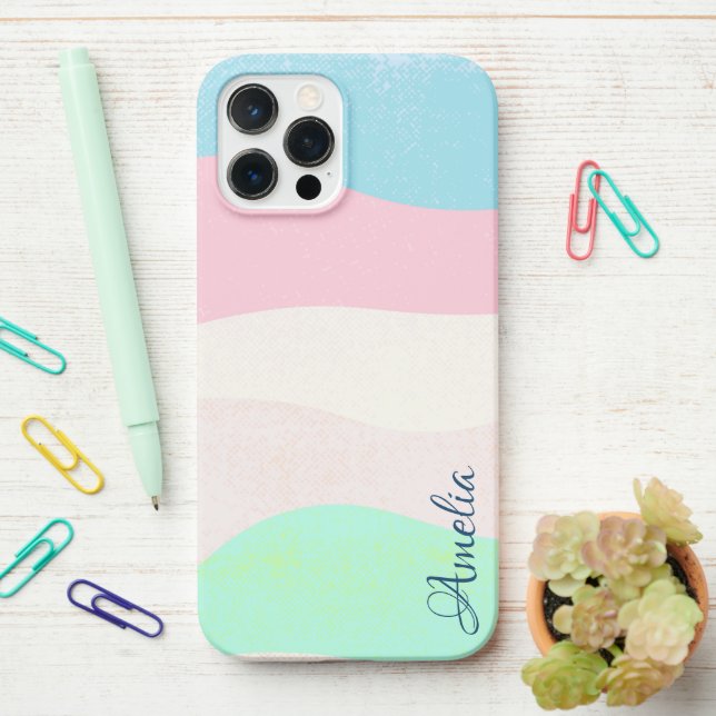 Funda Para iPhone Monograma de línea retro elegante moderna (En el escritorio)