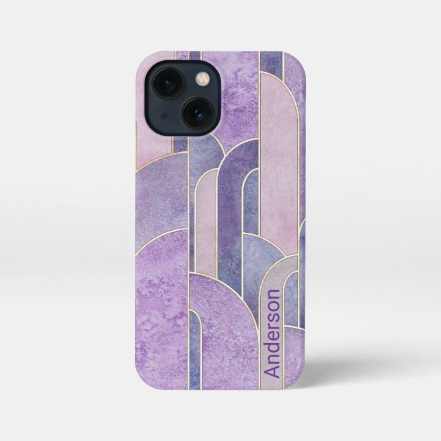 Funda Para iPhone Monograma de línea retro elegante moderna (Reverso )