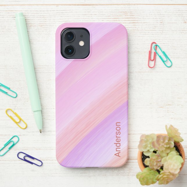 Funda Para iPhone Monograma de línea retro elegante moderna (En el escritorio)
