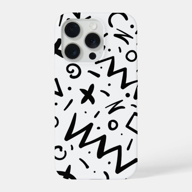 Funda Para iPhone Monograma de línea retro elegante moderna (Reverso )