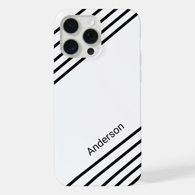 Funda Para iPhone Monograma de línea retro elegante moderna (Reverso )