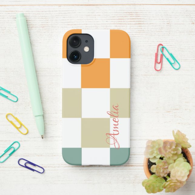 Funda Para iPhone Monograma de línea retro elegante moderna (En el escritorio)