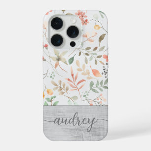 Monograma de madera floral en acuarela personaliza