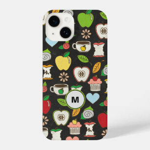 Funda Para iPhone 14 Monograma de manzanas y pasteles