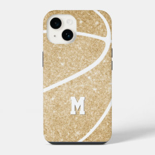 Funda Para iPhone 14 monograma de niña en oro para basketball Case-Mate