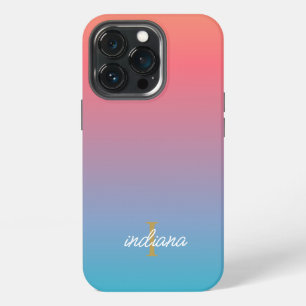 Funda Para iPhone 13 Pro Monograma de nombre de letra cursiva moderna con d