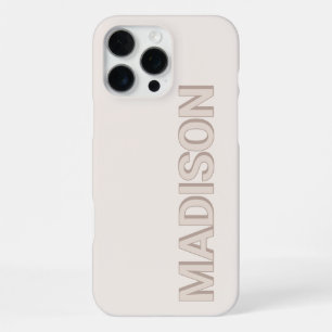 Funda Para iPhone 16 Pro Max Monograma de nombre en beige moderno