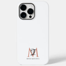 Monograma de nombre minimalista en negro, blanco y