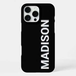 Funda Para iPhone 16 Pro Max Monograma de nombre moderno en blanco y negro