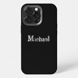Funda Para iPhone 13 Pro Monograma de nombre moderno minimalista negro blan