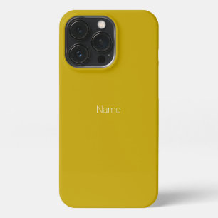 Funda Para iPhone 13 Pro monograma de nombre personalizado amarillo mostaza