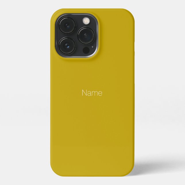 Funda Para iPhone monograma de nombre personalizado amarillo mostaza (Reverso)