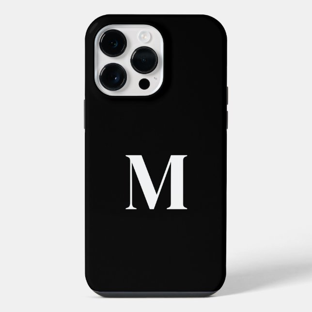 Funda Para iPhone Monograma de nombre personalizado blanco negro Ele (Reverso )