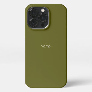 Funda Para iPhone 13 Pro Monograma de nombre personalizado verde de musgo d
