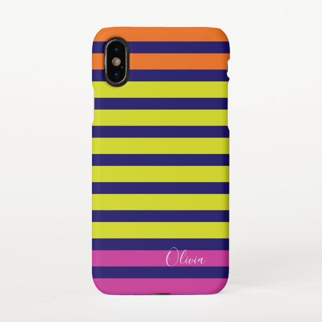 Funda Para iPhone Monograma de nombres personalizados de varias band (Reverso)
