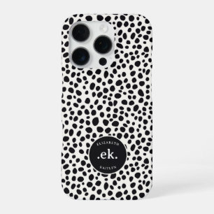 Funda Para iPhone 16 Pro Monograma de Patrón Abstracto de Perro Dalmata
