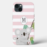 Monograma de Peek-a-Boo Koala Mamá y Rayas del Beb