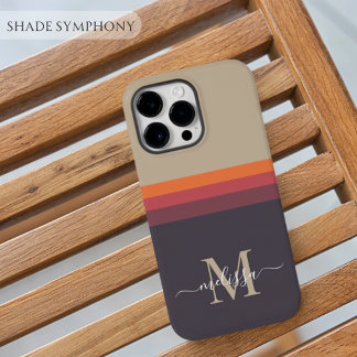 Funda Para iPhone 14 Pro Max Monograma de personalizable con bloque de color de
