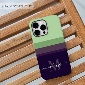 Funda Para iPhone 14 Pro Max Monograma de personalizable con bloque de color de
