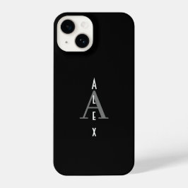 Funda Para iPhone 14 Monograma de Personalizado moderno negro y blanco