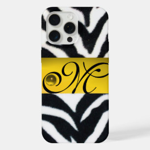 MONOGRAMA DE PIEL DE CEBRA AMARILLO NEGRO BLANCO,T
