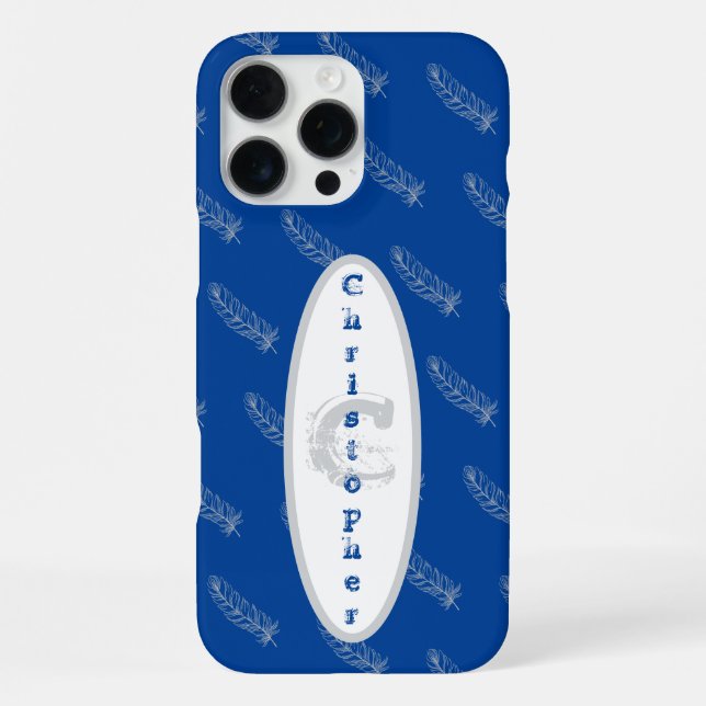 Funda Para iPhone Monograma de plantilla moderna con patrones de plu (Reverso )